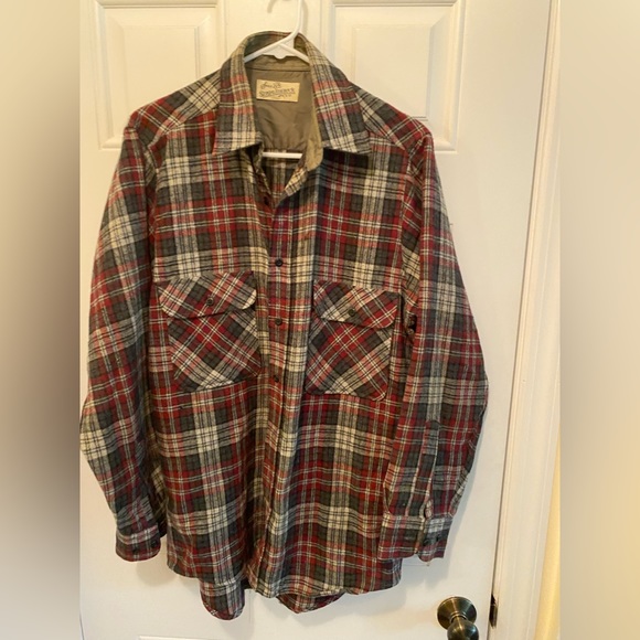 Vintage Sear Roebuck and Co. Plaid Flannel Shirt Tartan Lumberjack size Tall-M - Picture 1 of 8